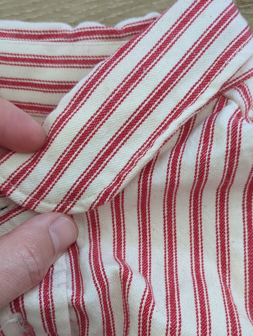 Vintage Old West Outfitters Ticking Stripe Cotton Button Pullover Shirt Large - Picture 6 of 8